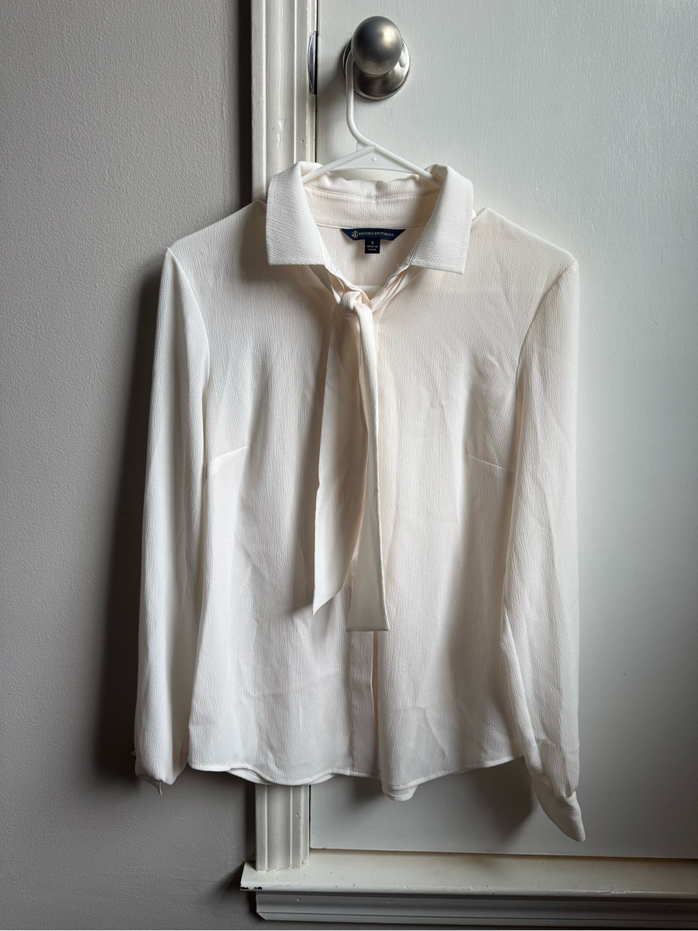 Brooks Brothers Ivory Tie-Neck Shirt
